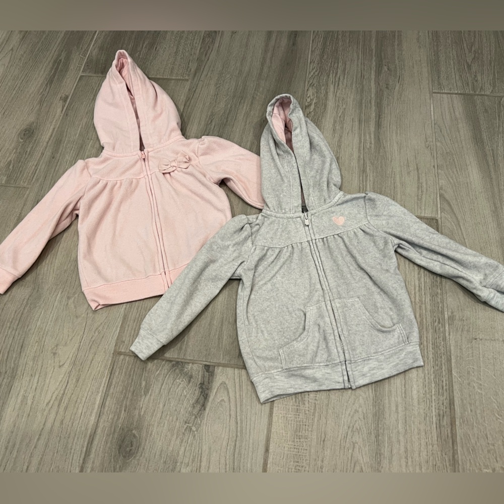 Carter’s Baby Girl Fleece Zip Up Jackets - Size 18 months in Pink and Gray